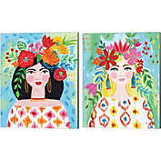 Great Art Now Boho Girl by Farida Zaman 12-Inch x 15-Inch Canvas Wall Art (Set of 2)