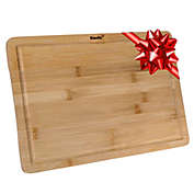BlauKe&reg; Wood Cutting Board for Kitchen 15x10 inch - Wooden Serving Tray - Large Bamboo Chopping Board with Juice Groove and Handles