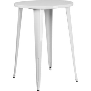 Flash Furniture Commercial Grade 30 Round White Metal Indoor-Outdoor Bar Height Table. View a larger version of this product image.