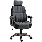 Vinsetto High-Back Home Office Chair 400lbs with Wide Seat, Linen PU High-Back Home Chair, Computer Desk Chair with Adjustable Height, Swivel Wheel, Black/Grey