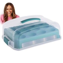 24 Cup Carbon Steel Muffin Pan With Carrier in Teal