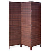 3 Panels Patio Outdoor Privacy Screen Room Divider Partition Brown Resin Wicker Weather Resistant