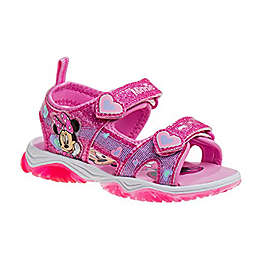 Disney Minnie Mouse Girls' Open Toe Light Up Glitter Sandals