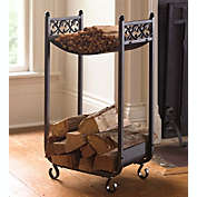 Plow & Hearth Compact Log Rack, Cast Iron with Scrollwork Design