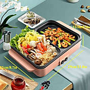 Infinity Merch Electric Smoke-free Hot Pot Grill Pan Non-Stick BBQ Cooking Pan 2in1 Pink