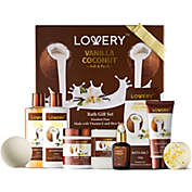Lovery Bath & Body Gift Set For Women & Men - 10 Piece Set of Vanilla Coconut Home Spa Set