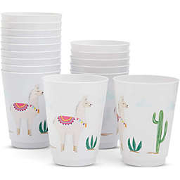 Sparkle and Bash Reusable Llama Plastic Party Cups (16 Count) White