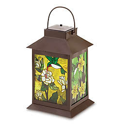 koehler Home Decor Outdoor Garden Accent Solar Powered Metal Glass Floral Lantern