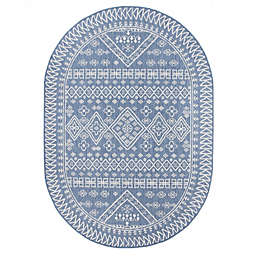 nuLOOM Kandace Bohemian Indoor and Outdoor Area Rug - Blue Oval 8' x 10'
