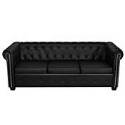 Stock Preferred 3-Seater Artificial Leather Chesterfield in Black