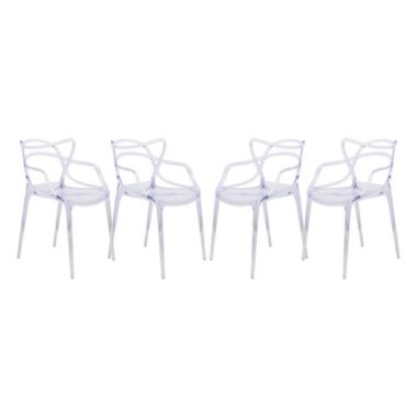 LeisureMod Milan Modern Wire Design Chair, Set of 4 - Clear. View a larger version of this product image.