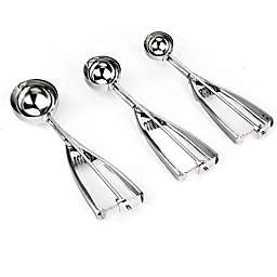 Kitcheniva 3-Pieces Ice Cream Scoop, Danibos Stainless Steel With Trigger Cookie Spoons Set