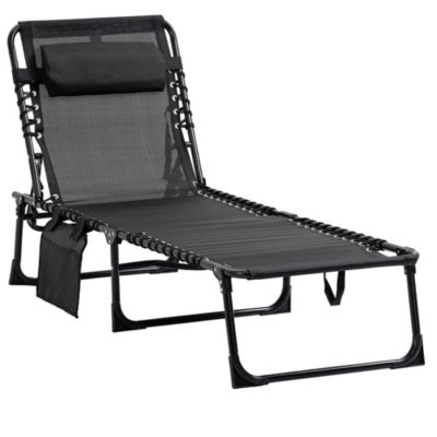 『NEPTUNE』Super New Folding Lounge Chair Beach Recliner With Pillow LC03 BLK &WHT 