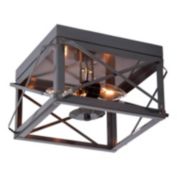 Irvins Country Tinware Irvin&#39;s Country Tinware Double Ceiling Light with Folded Bars in Country Tin