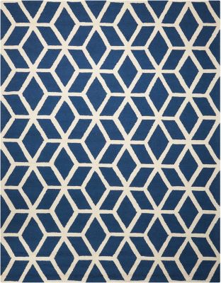 Nourison Linear Blue/Ivory Area Rug LIN01 7&#39;6" x 9&#39;6"