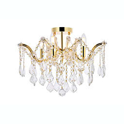 Elegant Lighting Maria Theresa 4 light Gold Flush Mount Clear Royal Cut Crystal
