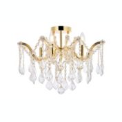 Elegant Lighting Maria Theresa 4 light Gold Flush Mount Clear Royal Cut Crystal