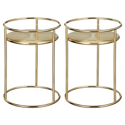 mDesign Metal Steel 9-Inch Tall Circular Plant Stand - 2 Pack
