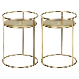 mDesign Metal Steel 9-Inch Tall Circular Plant Stand - 2 Pack
