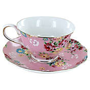 Shabby Rose Pink Porcelain - Tea Cup and Saucer Set by Coastline Imports