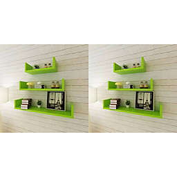 vidaXL Wall Shelves 6 pcs Green