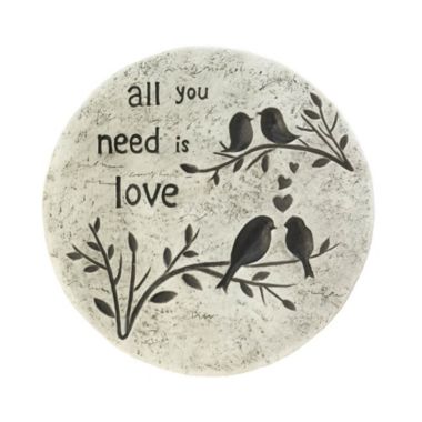 Zingz & Thingz 9.75" White and Black "All You Need Is Love" Outdoor Garden Stepping Stone. View a larger version of this product image.