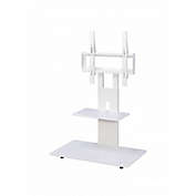 Proman Products Modern TV Stand with with Adjustable Mount and 2 Shelves, Pure White