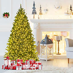 Gymax 6ft Pre-lit LED Light Christmas Fir Tree w/8 Flash Modes Patio