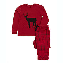 Leveret Kids Pajamas Poly Top and Flannel Pants Reindeer