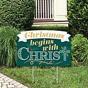 Big Dot of Happiness Religious Christmas - Merry Christmas Cross Yard Sign Lawn Decorations - Christmas Begins with Christ Party Yardy Sign
