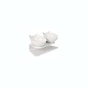 Stock Preferred Pet Dog Food 2 Bowl Water Feeder DISH White Double Bowl