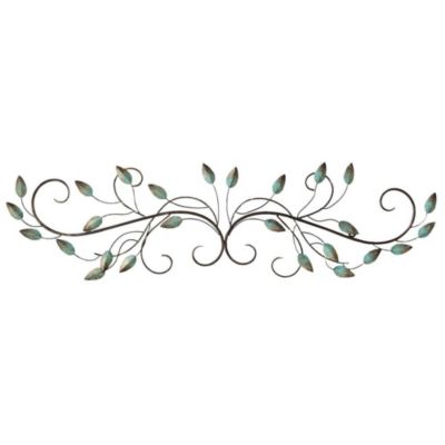 HomeRoots Home Decor Patina Scroll Metal Leaf Wall Decor - 321342