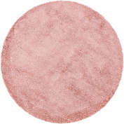 Unique Loom 5&#39; Dusty Pink Solid Round Shag Area Throw Rug