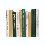 Booth & Williams White, Green, Gold Team Colors Decorative Books, One Foot Bundle of Real, Shelf-Ready Books