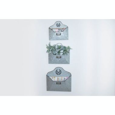 TX USA Galvanized Metal Envelope Wall Pocket Organizer - Set of 3. View a larger version of this product image.