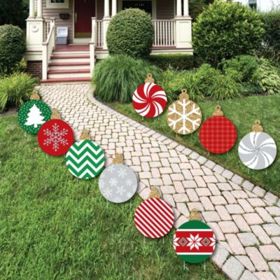Big Dot of Happiness Ornaments Lawn Decorations - Outdoor Holiday and Christmas Yard Decorations - 10 Piece