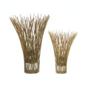 Urban Trends Collection Metal Bamboo Candle holder Set of Two Metallic Finsh Gold