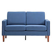 Infinity Merch Three Seats  Sofa Without Chaise Concubine Solid Wood Frame in Navy Blue