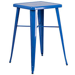 Flash Furniture 23.75'' Square Blue Metal Indoor-Outdoor Bar Height Table
