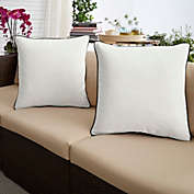 Outdoor Living and Style Set of 2 18" Natural White and Jet Black Solid Sunbrella Outdoor Square Pillows