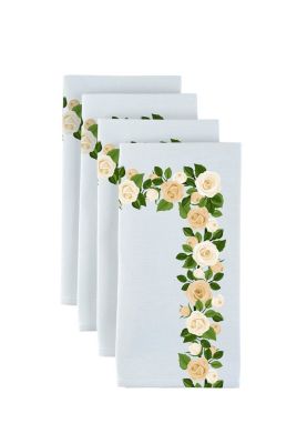 100% Polyester Perfect for Weddings and Dinner Parties Machine Washable House & Home Quality Pack of 10 Damask Rose Embossed Napkins 205GSM White, 10
