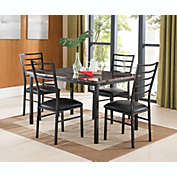 Pilaster Designs Maxen 5 Piece Dining Set, Black Metal Frame & Faux Marble Top, (Rectangle Table & 4 Chairs)