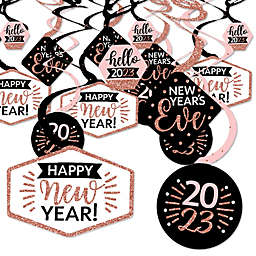 Big Dot of Happiness Rose Gold Happy New Year - 2023 New Year's Eve Party Hanging Decor - Party Decoration Swirls - Set of 40