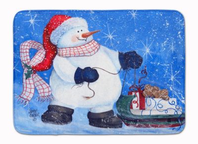 Multicolor Carolines Treasures Snowman with Shiba Inu Floor Mat 19 x 27