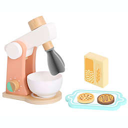 TOOKYLAND Wooden Stand Mixer Playset - 7pcs - Play Kitchen Toy for Pretend Baking with Accessories, Ages 3+