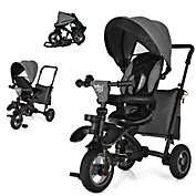 Slickblue 7-In-1 Baby Folding Tricycle Stroller with Rotatable Seat-Grey