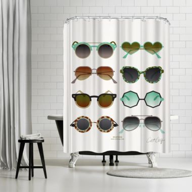 Americanflat 71" x 74" Shower Curtain, Sunglasses Mint And Sepia by Cat Coquillette. View a larger version of this product image.