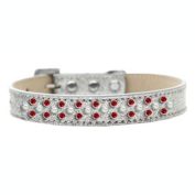 Mirage Pet Products Sprinkles Ice Cream Dog Collar Pearl and Red Crystals Size 16 - Silver