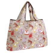 Wrapables Eco-Friendly Large Nylon Reusable Shopping Bag, Neutral Felines