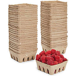 Stockroom Plus Pulp Fiber Berry Basket for Fruit (1/2 Pint, 4 x 4 x 1.81 Inches, 60 Pack)